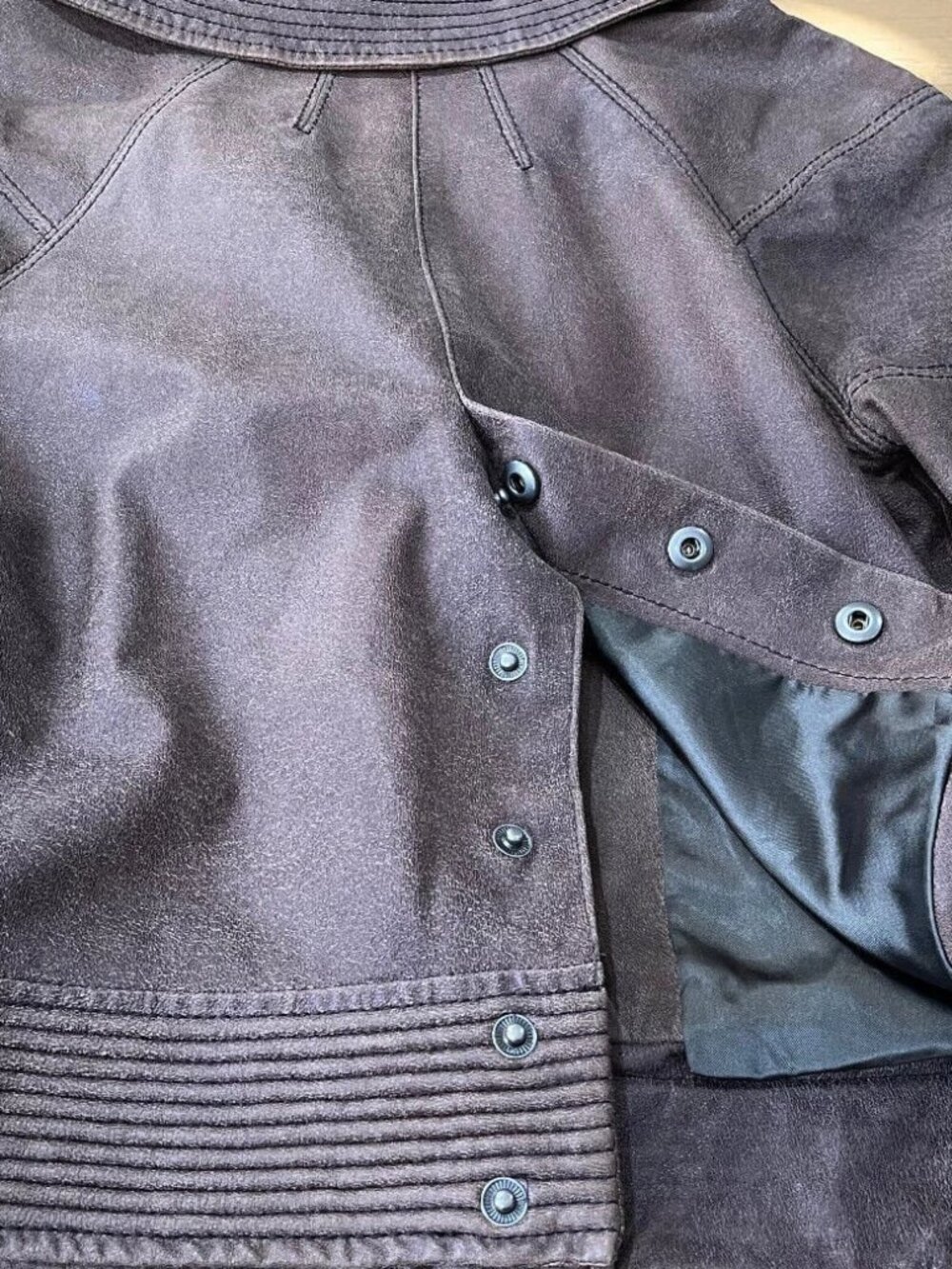 Cut 25 by Yigal Azrouel Crackled Leather Motorcycle Jacket - Picture 9 of 11